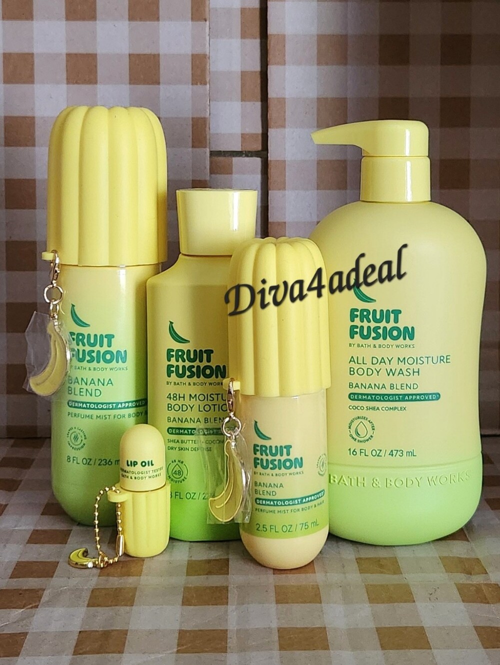 New! Bath & Body Works Fruit Fusion: BANANA BLEND 5PC Collection Bundle